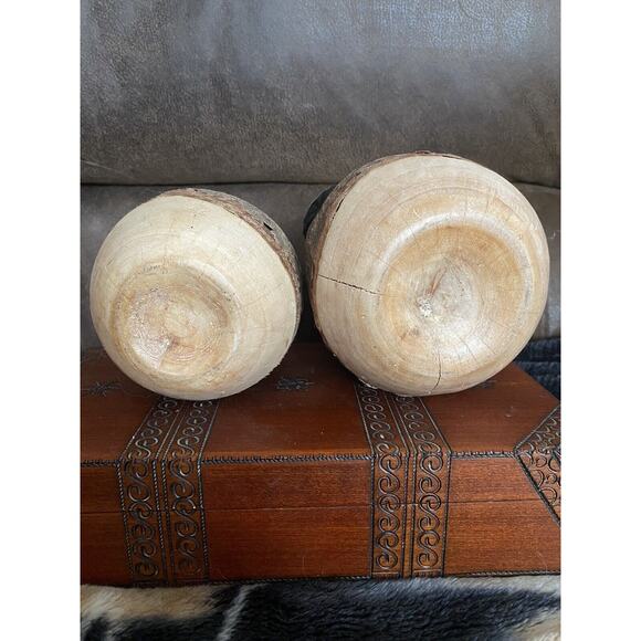 Set of Hand-turned Solid Wood Live-edge pears black iron stems leaves - Picture 8 of 10